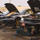 Me yanking the front-mounted turbo out of a Saab 9-3 convertible. Photo: Jared Auslander